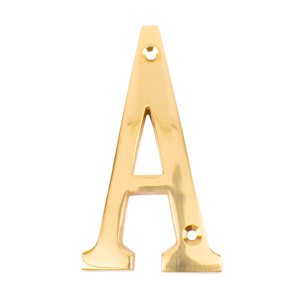 Dart Letter A Door Numeral - Polished Brass